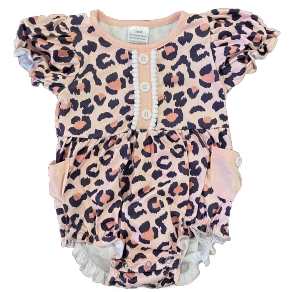 NWOT 18M Baby Girl Cheetah Print Romper - Picture 1 of 6